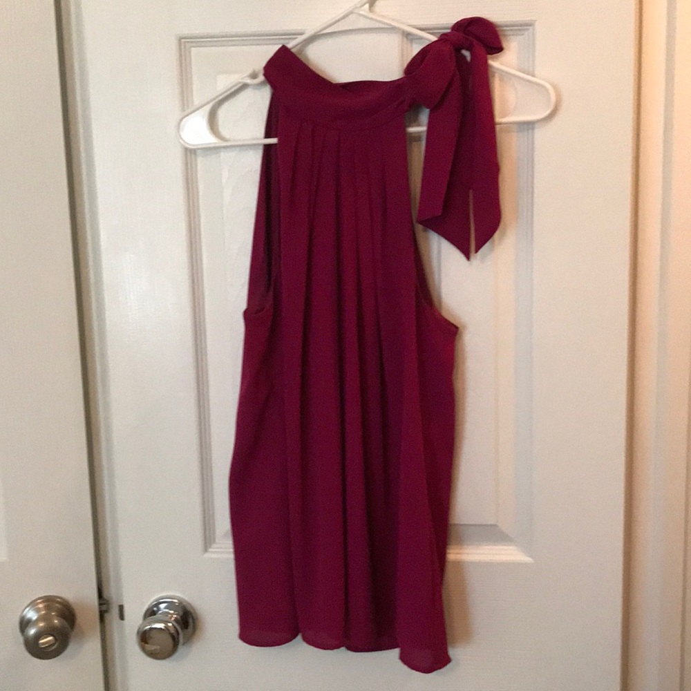 Magenta halter top.